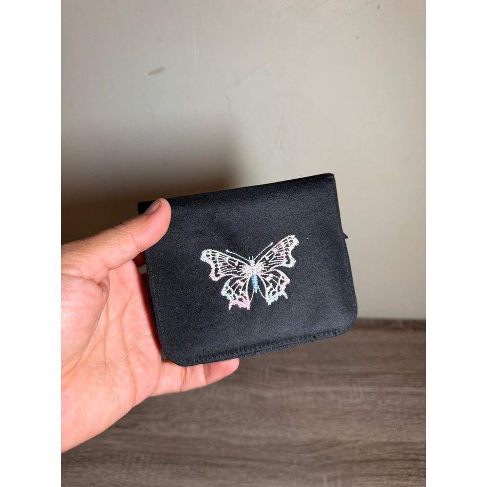 Y2K Wallet Butterfly Embroidered Aesthetic Black